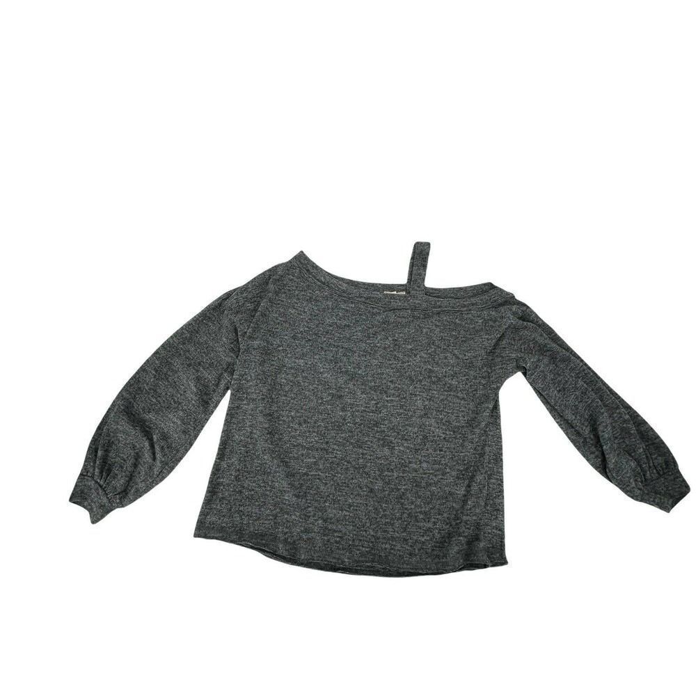 Gray Boat Neck Cozy Soft Long Sleeve Top Balloon Sleeve Size M La Miel Casual